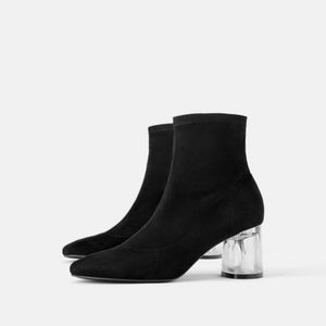 Zara Methacrylate Heel Stretch Ankle Boot Size 38